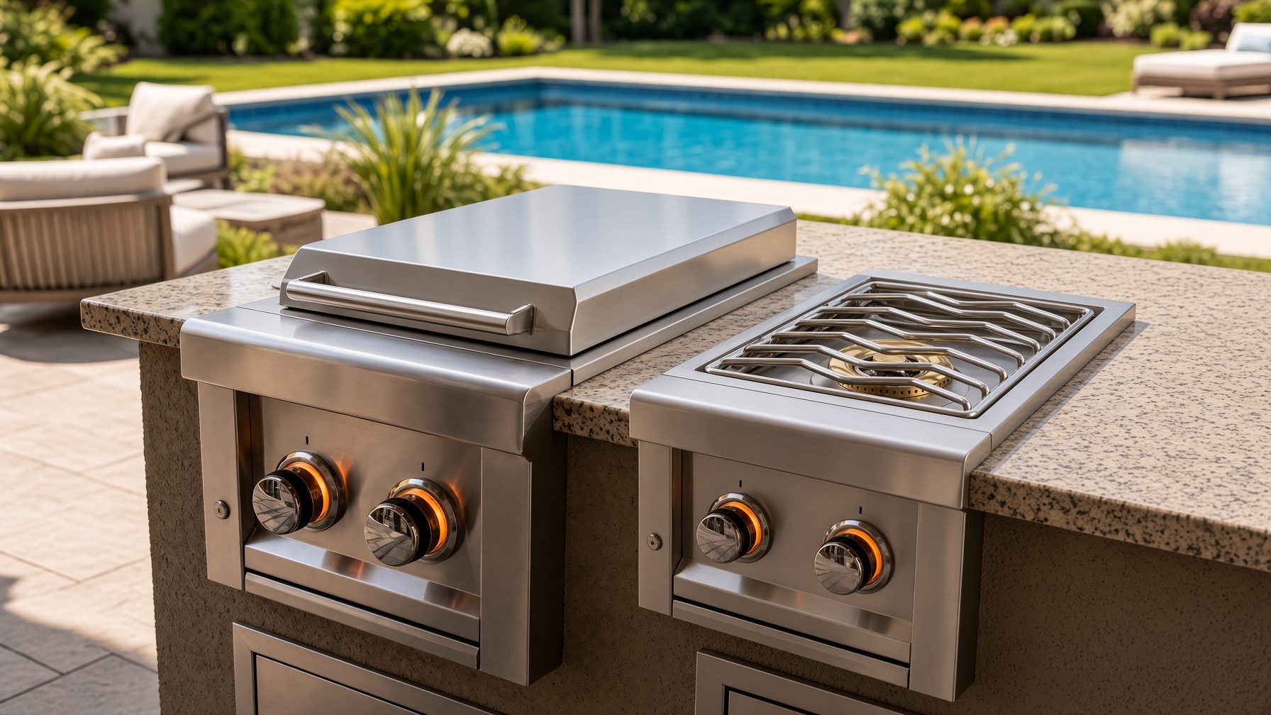 Versa Side Burner installed in a Sunstone outdoor kitchen island