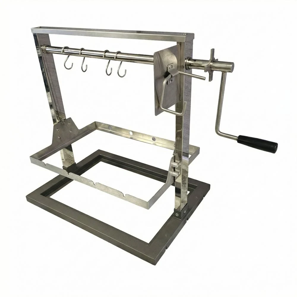 Star BBQ® 24" Santa Maria Grill Rim with Crank & Sausage Hooks – Ultimate Versatile Open-Fire Rotisserie Cooking Solution
