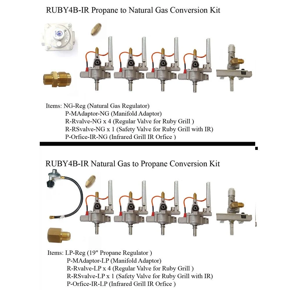 Gas Conversion Kit for 36" Ruby4BIR Grill - Gas Conversion from LP to NG