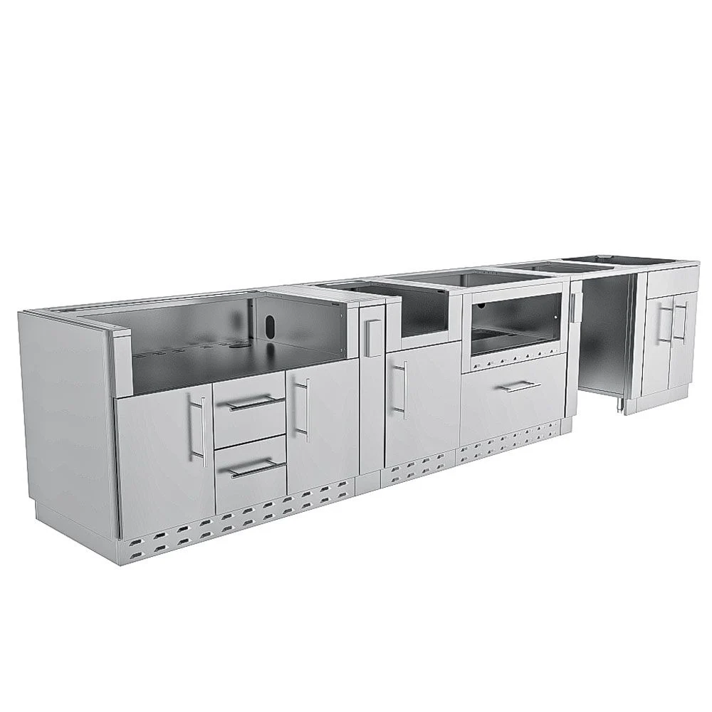 French Quarter Outdoor Kitchen Base Cabinet Package – SBP‑FRENCHQUARTER/BASE 13′7″
