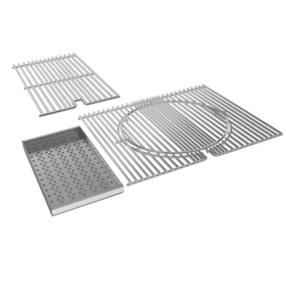 Cooking Grates for Ruby Grills w/Charcoal & Wood Burning Tray - 304 SS Grates Round Inset-Charcoal-Tray w/Bar Grate for 30″ 3B Grill