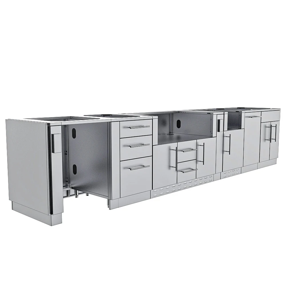 Dallas Outdoor Kitchen Base Cabinet Package – SBP‑DALLAS/BASE 14‑Foot Stainless Steel