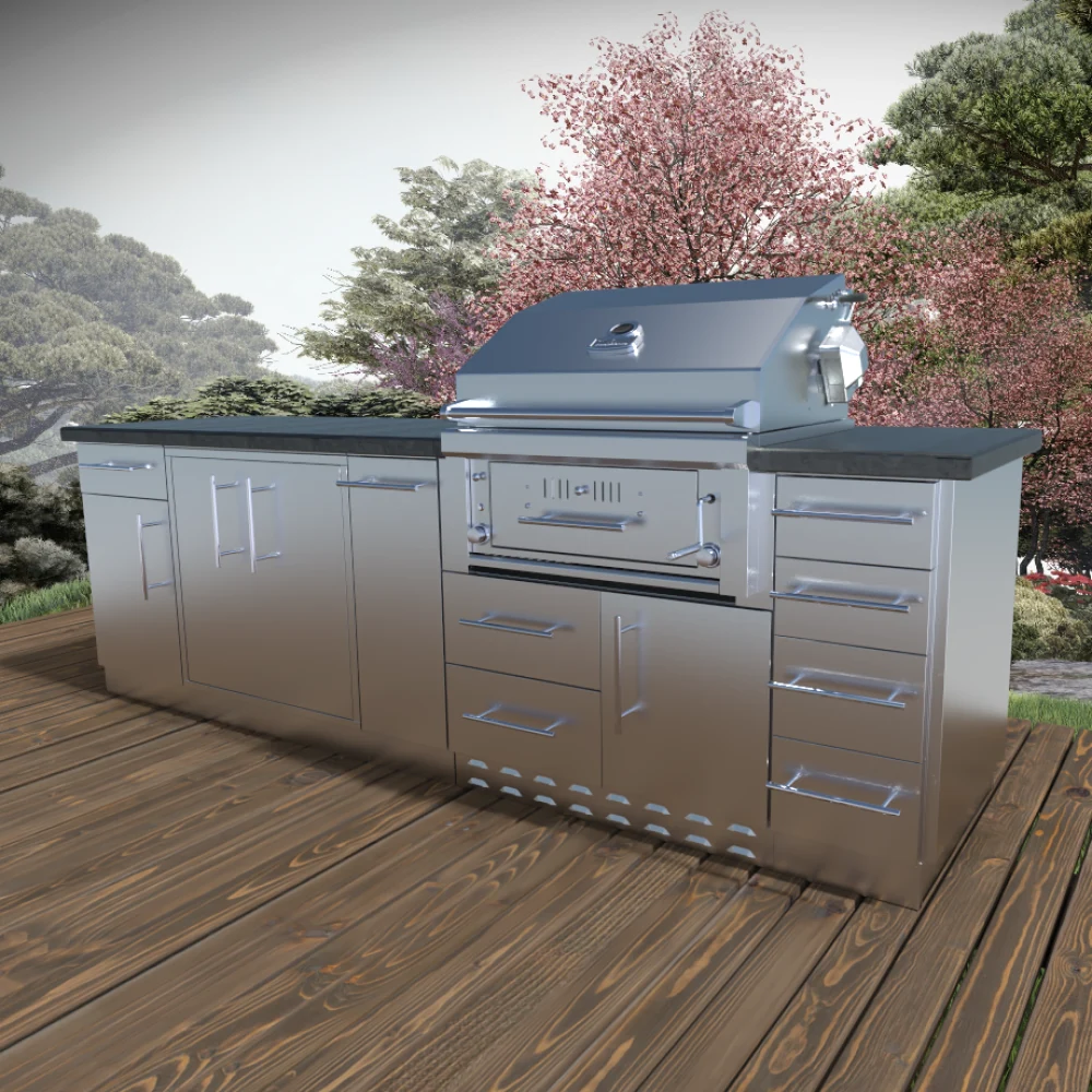 ALAMO 9’ Hybrid Gas Charcoal Grill island package