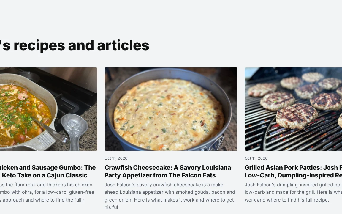 Recipes and articles on your page