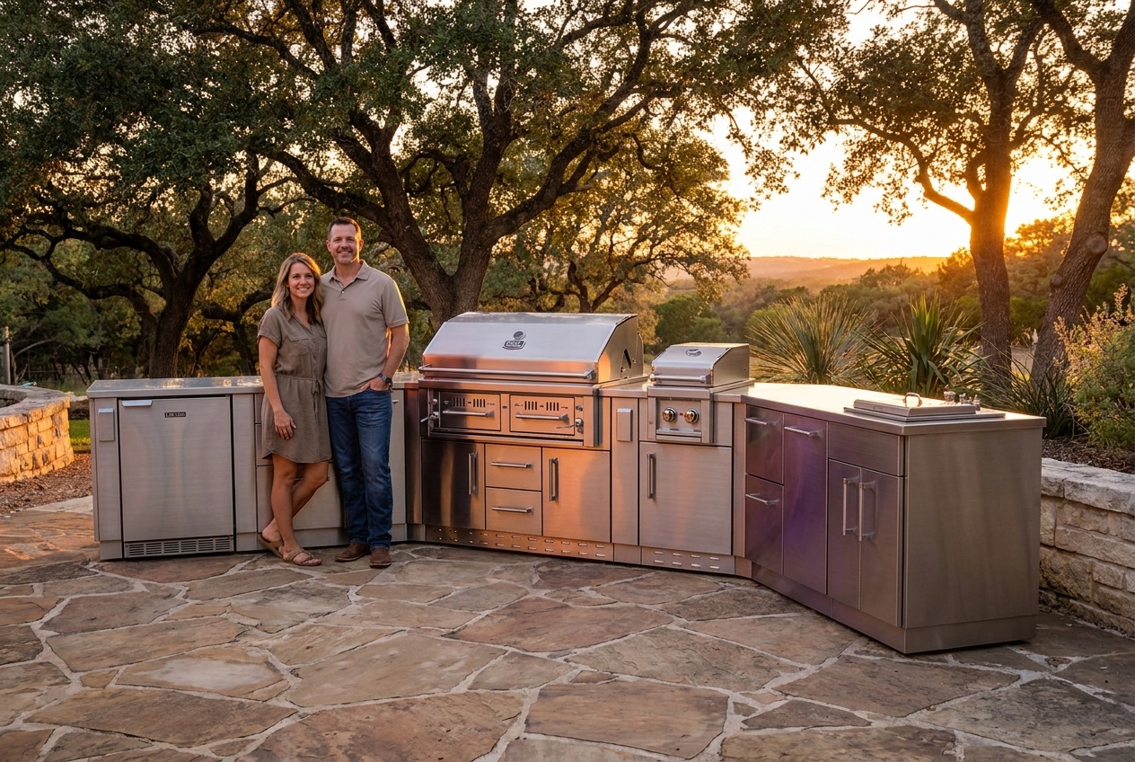 The foundation of the outdoor kitchen