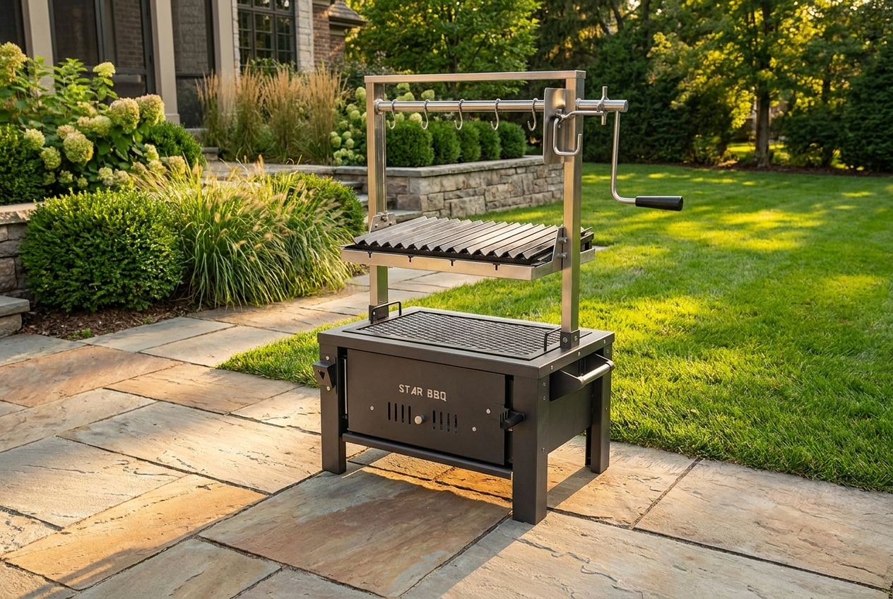 Charcoal grilling on heavy-gauge steel