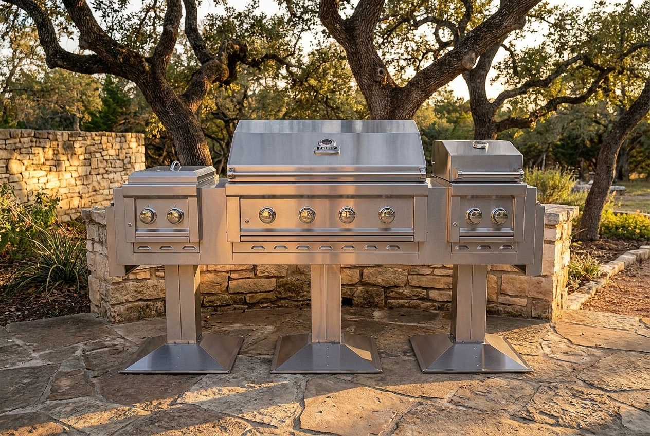 Ruby Elite Pro Trio™: 4-Burner Grill, Double Versa Burner & Companion Pro 1