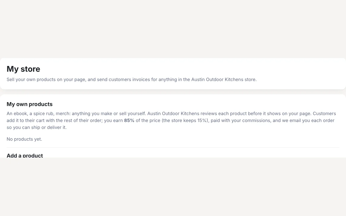 Sell your own products and send invoices